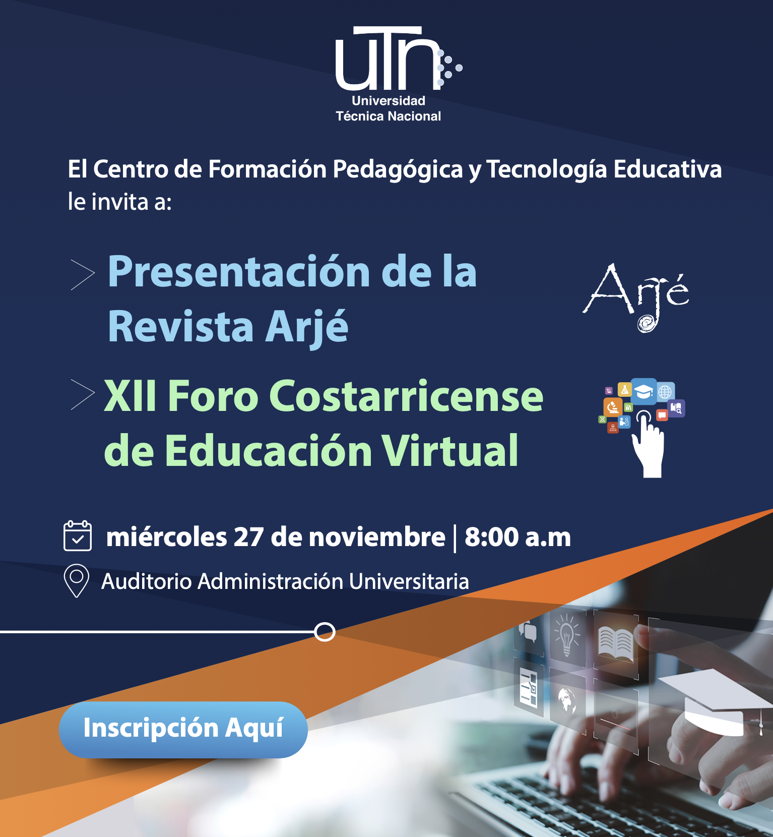 afiche Foro Educación Virtual y Revista Arjé